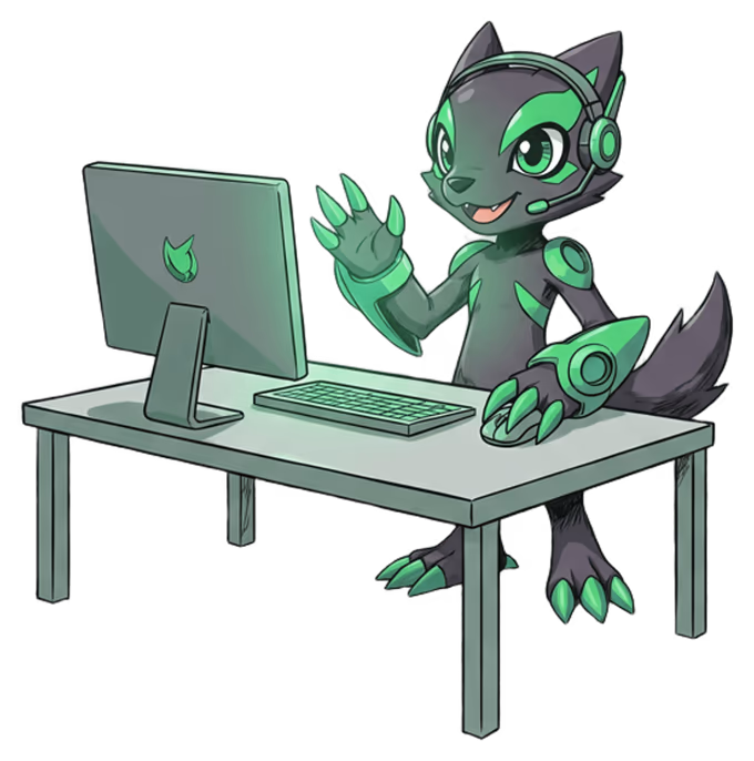 ConfigMon, la mascotte, ti dà il benvenuto nella community salutando dalla sua postazione